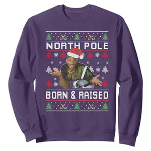 Funny Ugly Christmas Sweatshirt Fresh North Pole Born and Raised Prince TS10 Purple Print Your Wear