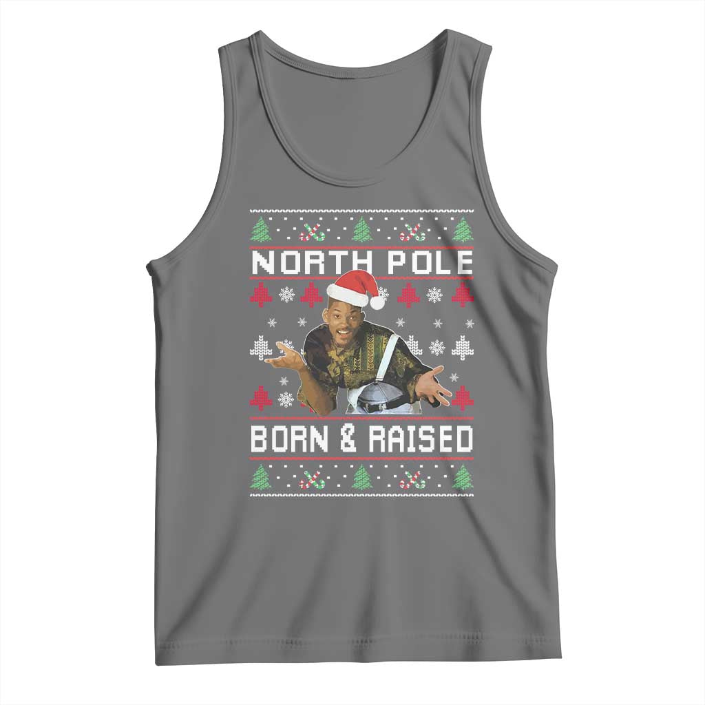 Funny Ugly Christmas Tank Top Fresh North Pole Born and Raised Prince TS10 Black Heather Print Your Wear