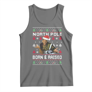 Funny Ugly Christmas Tank Top Fresh North Pole Born and Raised Prince TS10 Black Heather Print Your Wear