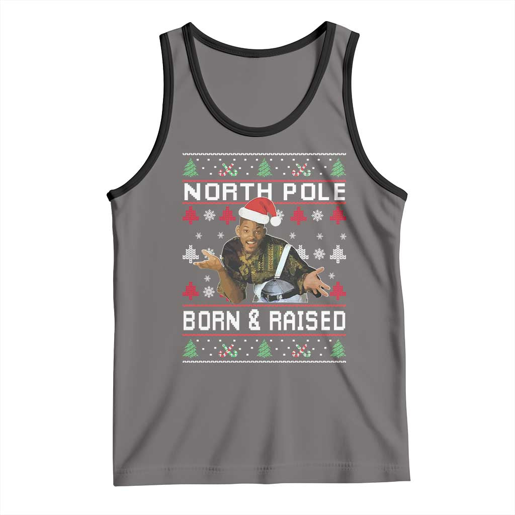 Funny Ugly Christmas Tank Top Fresh North Pole Born and Raised Prince TS10 Deep Heather Black Print Your Wear