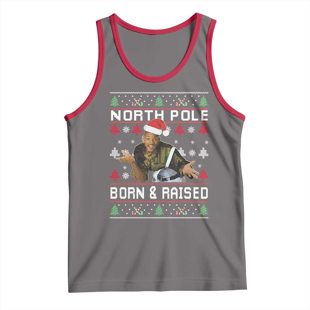 Funny Ugly Christmas Tank Top Fresh North Pole Born and Raised Prince TS10 Deep Heather Red Print Your Wear