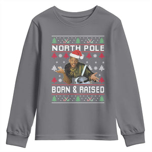Funny Ugly Christmas Youth Sweatshirt Fresh North Pole Born and Raised Prince TS10 Charcoal Print Your Wear