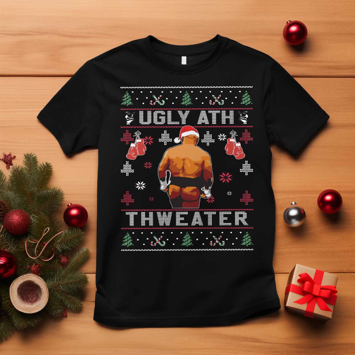 Funny Christmas T Shirt Merry Chrithmith Ugly Ath Thweater Tyson TS10 Black Print Your Wear