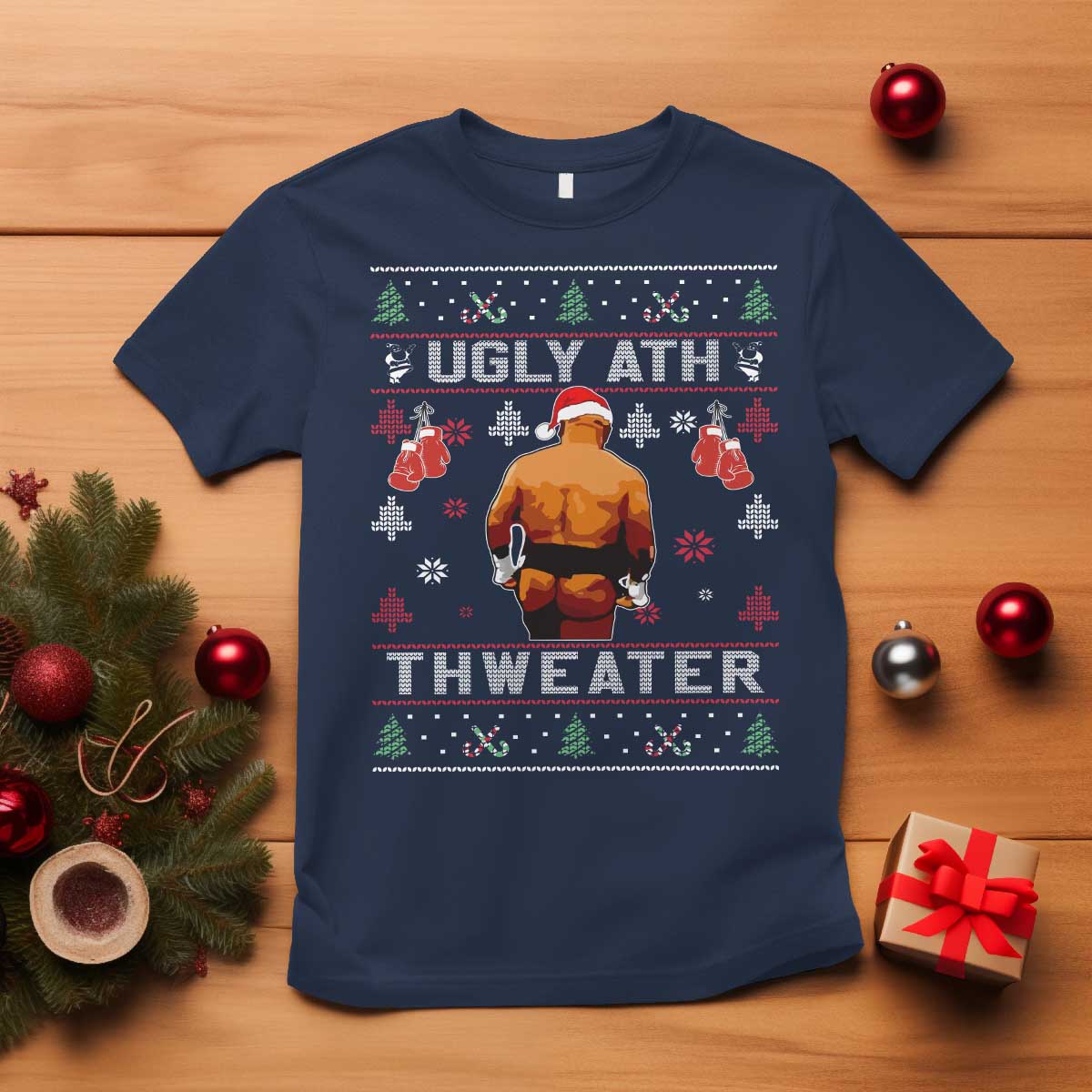Funny Christmas T Shirt Merry Chrithmith Ugly Ath Thweater Tyson TS10 Navy Print Your Wear
