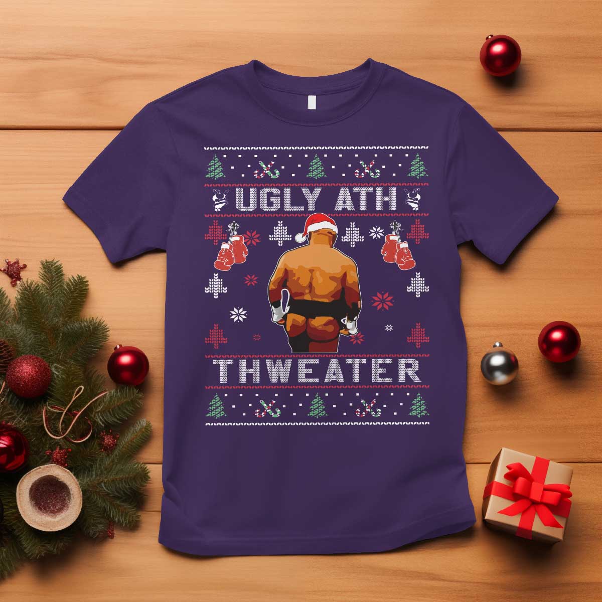 Funny Christmas T Shirt Merry Chrithmith Ugly Ath Thweater Tyson TS10 Purple Print Your Wear