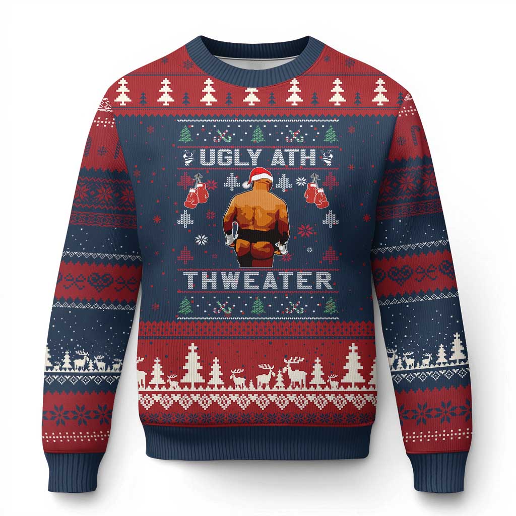 Funny Xmas Ugly Christmas Sweater Merry Chrithmith Ugly Ath Thweater Tyson TS10 Navy Red Print Your Wear