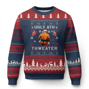 Funny Xmas Ugly Christmas Sweater Merry Chrithmith Ugly Ath Thweater Tyson TS10 Navy Red Print Your Wear