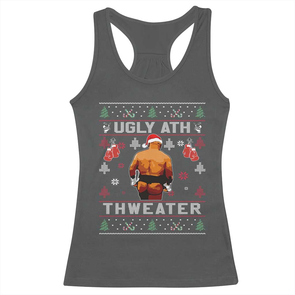 Funny Christmas Racerback Tank Top Merry Chrithmith Ugly Ath Thweater Tyson TS10 Dark Heather Print Your Wear