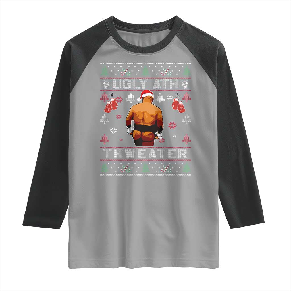 Funny Christmas Raglan Shirt Merry Chrithmith Ugly Ath Thweater Tyson TS10 Sport Gray Black Print Your Wear