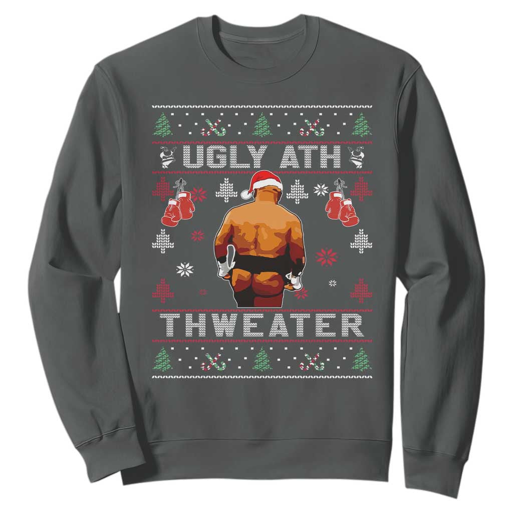 Funny Christmas Sweatshirt Merry Chrithmith Ugly Ath Thweater Tyson TS10 Dark Heather Print Your Wear
