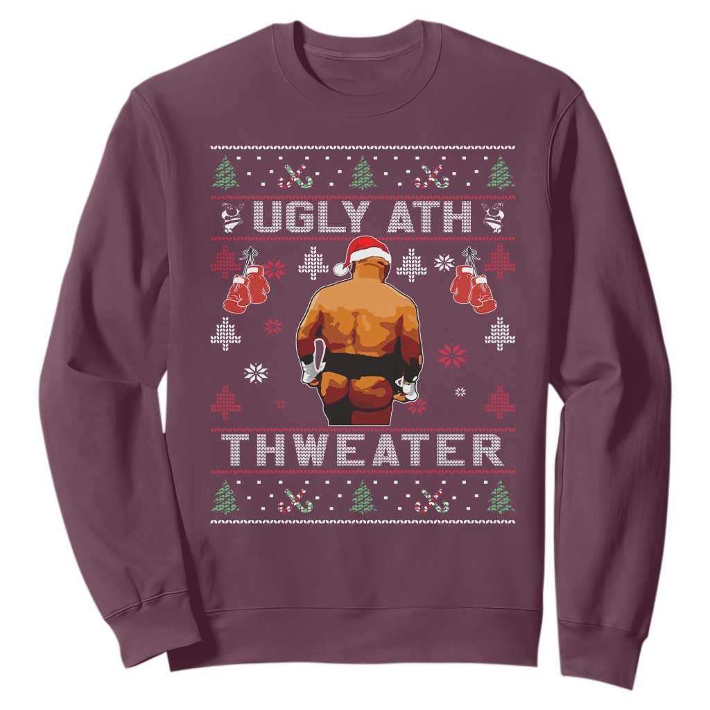 Funny Christmas Sweatshirt Merry Chrithmith Ugly Ath Thweater Tyson TS10 Maroon Print Your Wear