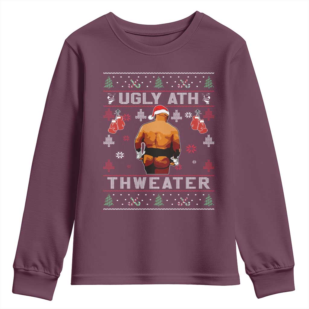 Funny Christmas Youth Sweatshirt Merry Chrithmith Ugly Ath Thweater Tyson TS10 Maroon Print Your Wear