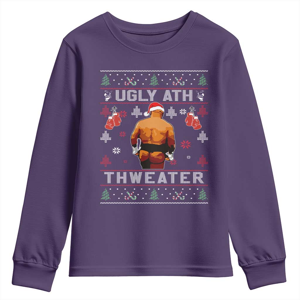 Funny Christmas Youth Sweatshirt Merry Chrithmith Ugly Ath Thweater Tyson TS10 Purple Print Your Wear