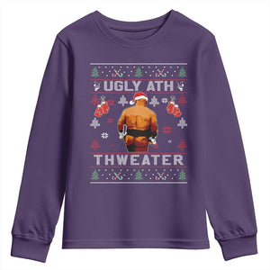 Funny Christmas Youth Sweatshirt Merry Chrithmith Ugly Ath Thweater Tyson TS10 Purple Print Your Wear