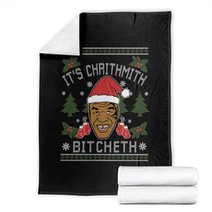 Funny Christmas Throw Blanket Merry Chrithmith Ath Thweater Tyson Professional Boxer Ugly Xmas TS10 Black Print Your Wear