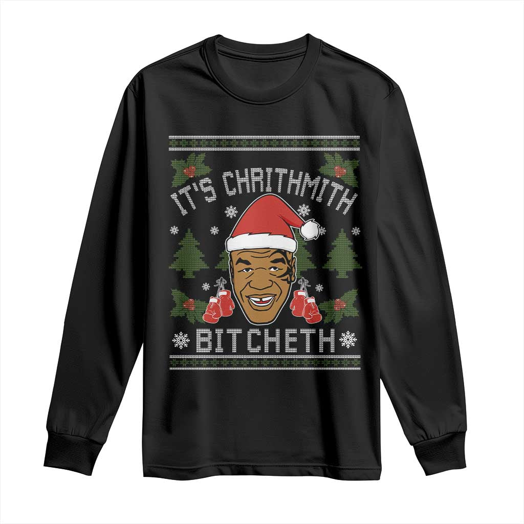 Funny Christmas Long Sleeve Shirt Merry Chrithmith Ath Thweater Tyson Professional Boxer Ugly Xmas TS10 Black Print Your Wear