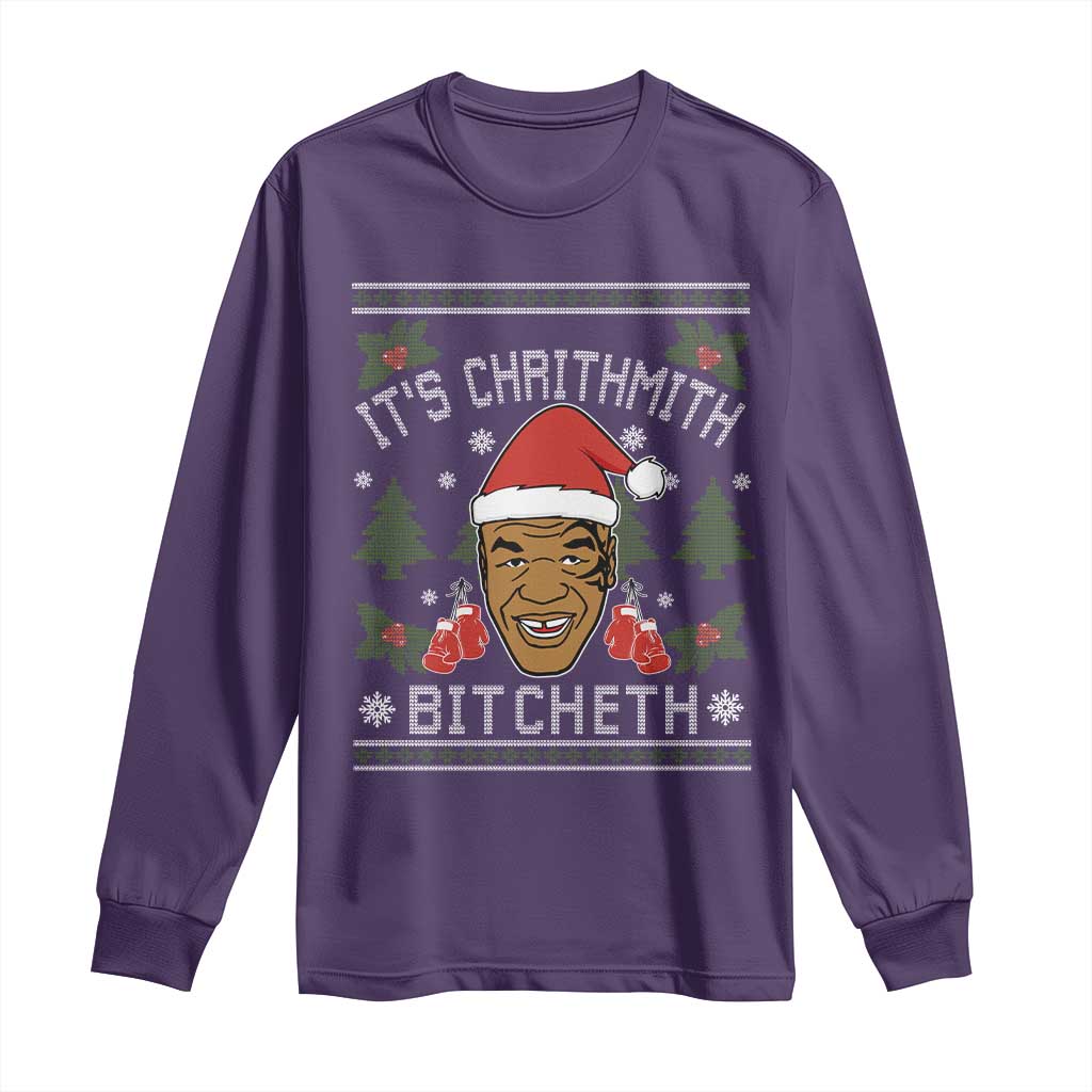 Funny Christmas Long Sleeve Shirt Merry Chrithmith Ath Thweater Tyson Professional Boxer Ugly Xmas TS10 Purple Print Your Wear
