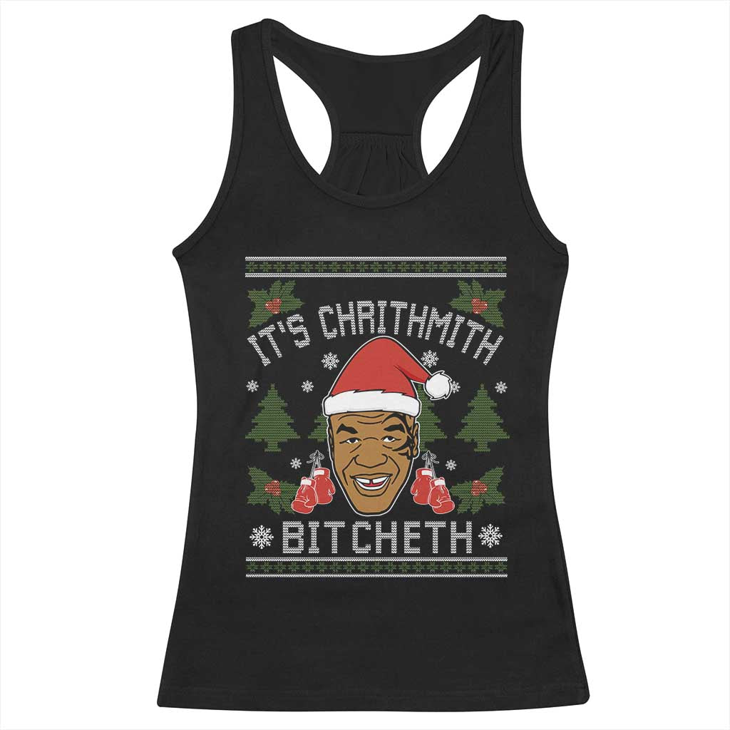 Funny Christmas Racerback Tank Top Merry Chrithmith Ath Thweater Tyson Professional Boxer Ugly Xmas TS10 Black Print Your Wear
