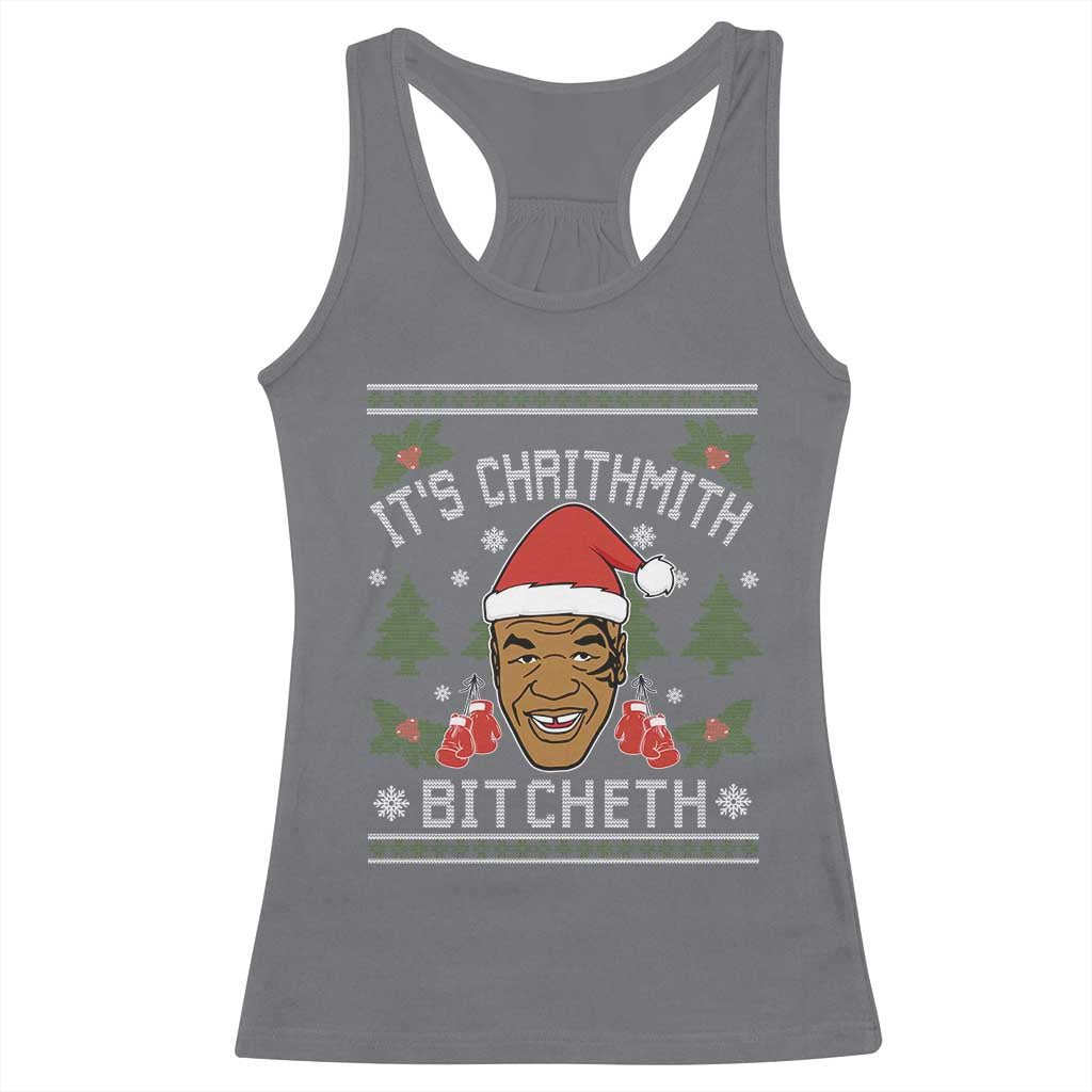 Funny Christmas Racerback Tank Top Merry Chrithmith Ath Thweater Tyson Professional Boxer Ugly Xmas TS10 Charcoal Print Your Wear