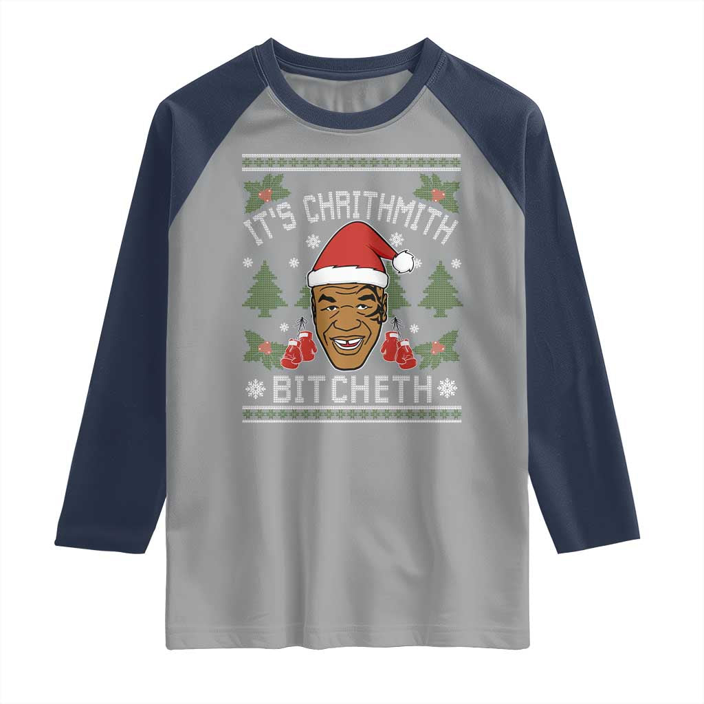 Funny Christmas Raglan Shirt Merry Chrithmith Ath Thweater Tyson Professional Boxer Ugly Xmas TS10 Sport Gray Navy Print Your Wear
