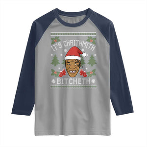 Funny Christmas Raglan Shirt Merry Chrithmith Ath Thweater Tyson Professional Boxer Ugly Xmas TS10 Sport Gray Navy Print Your Wear