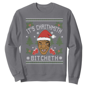 Funny Christmas Sweatshirt Merry Chrithmith Ath Thweater Tyson Professional Boxer Ugly Xmas TS10 Charcoal Print Your Wear