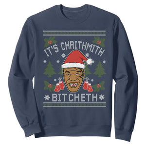 Funny Christmas Sweatshirt Merry Chrithmith Ath Thweater Tyson Professional Boxer Ugly Xmas TS10 Navy Print Your Wear