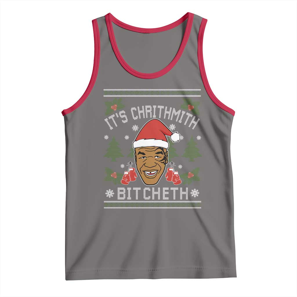Funny Christmas Tank Top Merry Chrithmith Ath Thweater Tyson Professional Boxer Ugly Xmas TS10 Deep Heather Red Print Your Wear