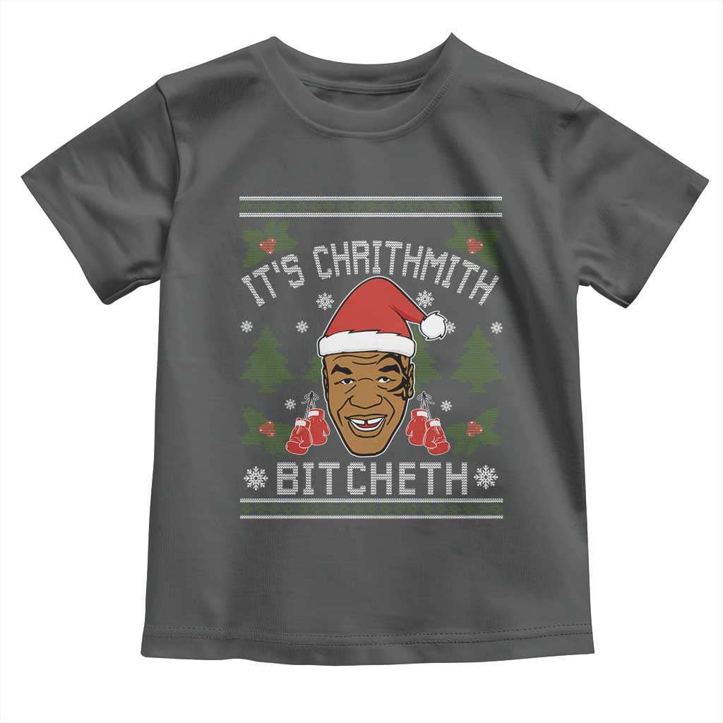 Funny Christmas Toddler T Shirt Merry Chrithmith Ath Thweater Tyson Professional Boxer Ugly Xmas TS10 Dark Heather Print Your Wear