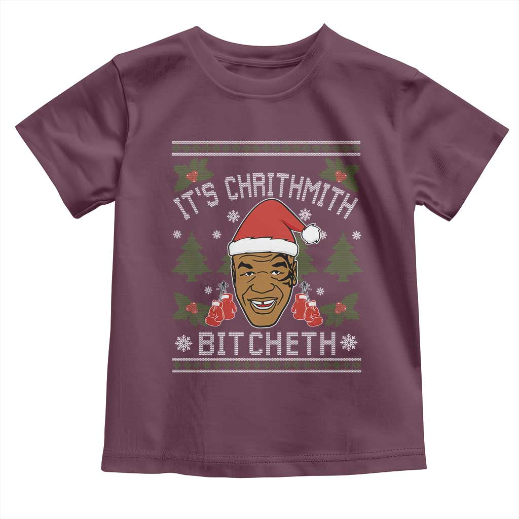 Funny Christmas Toddler T Shirt Merry Chrithmith Ath Thweater Tyson Professional Boxer Ugly Xmas TS10 Maroon Print Your Wear