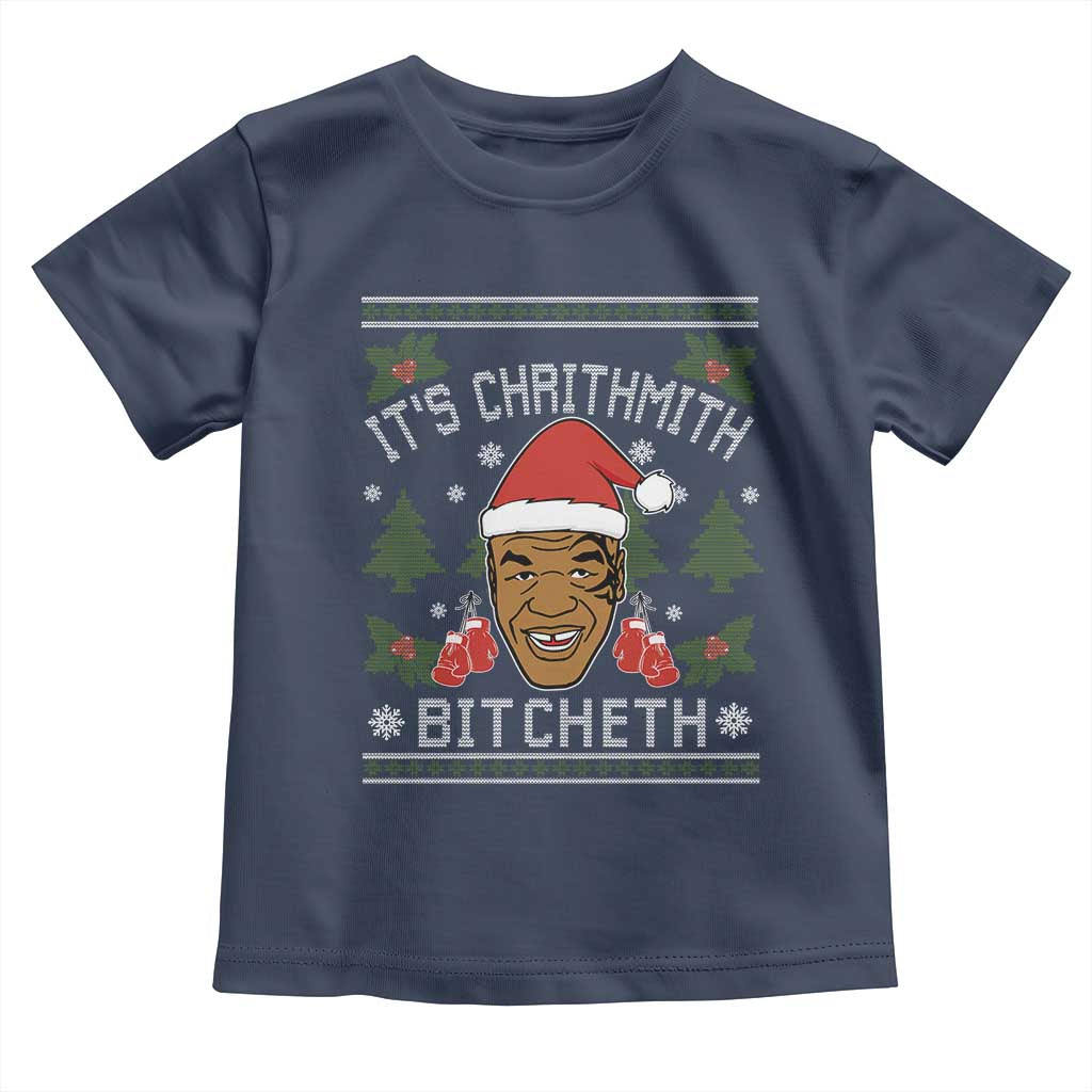 Funny Christmas Toddler T Shirt Merry Chrithmith Ath Thweater Tyson Professional Boxer Ugly Xmas TS10 Navy Print Your Wear