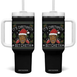 Funny Christmas Tumbler With Handle Merry Chrithmith Ath Thweater Tyson Professional Boxer Ugly Xmas TS10 One Size: 40 oz Black Print Your Wear