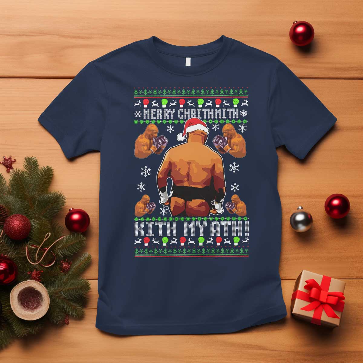 Merry Chrithmith Kith My Ath Funny Ugly Christmas T Shirt TS10 Navy Print Your Wear