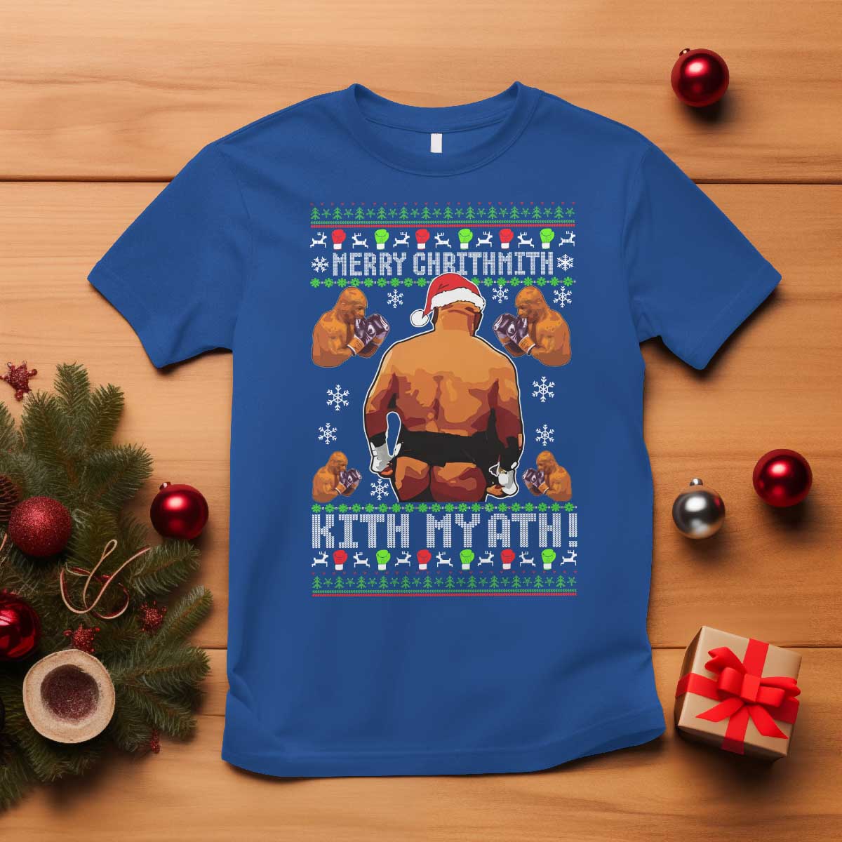 Merry Chrithmith Kith My Ath Funny Ugly Christmas T Shirt TS10 Royal Blue Print Your Wear