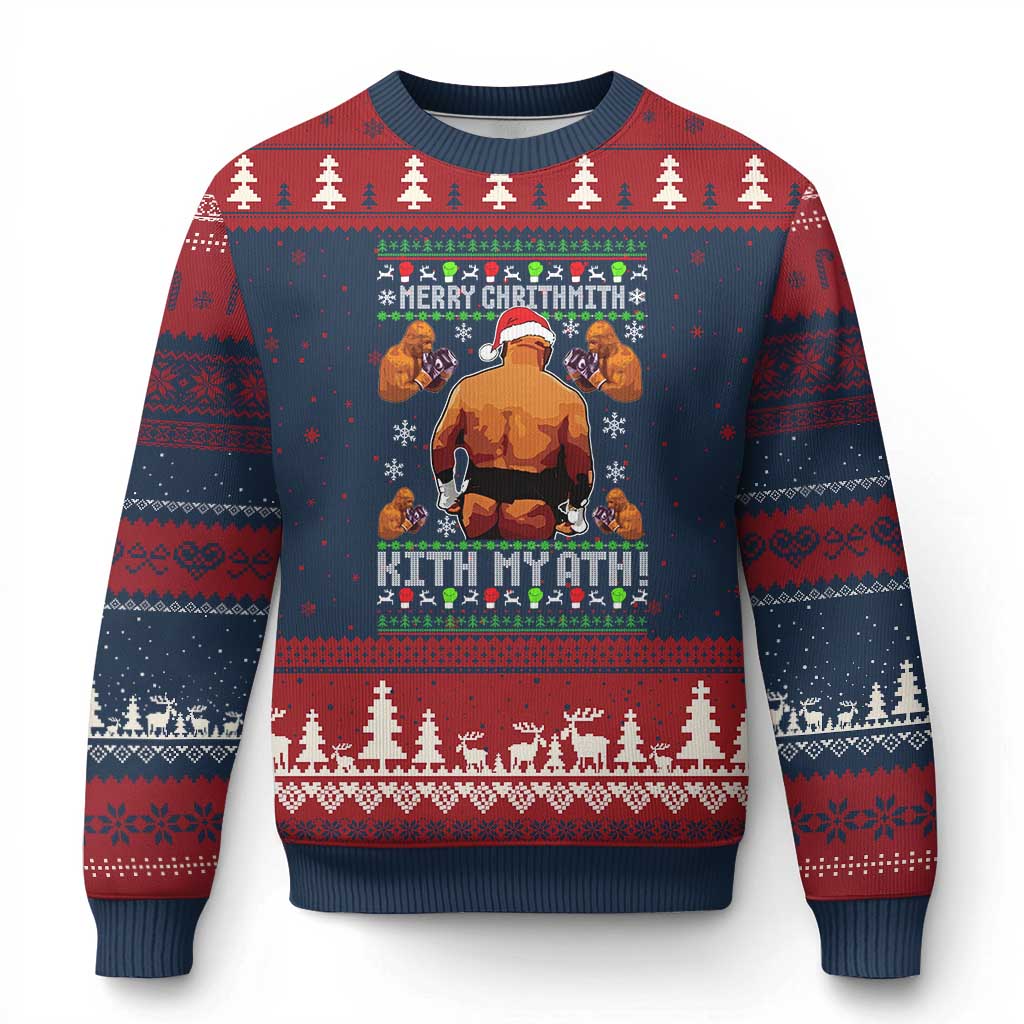 Merry Chrithmith Kith My Ath Funny Ugly Xmas Ugly Christmas Sweater TS10 Navy Red Print Your Wear