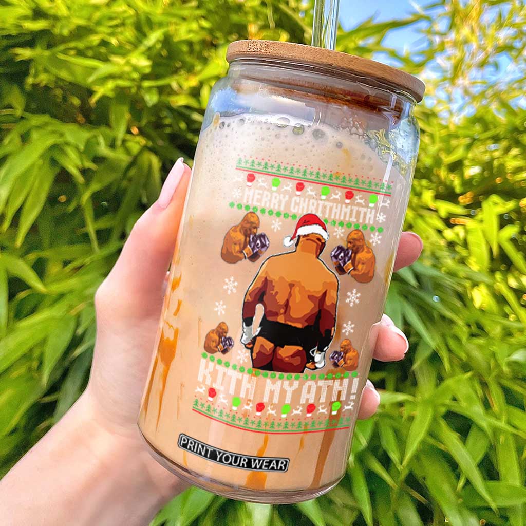 Merry Chrithmith Kith My Ath Funny Ugly Christmas Glass Can TS10 Black Print Your Wear