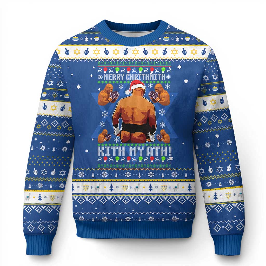 Merry Chrithmith Kith My Ath Funny Ugly Christmas Hanukkah Ugly Sweater TS10 Blue White Print Your Wear
