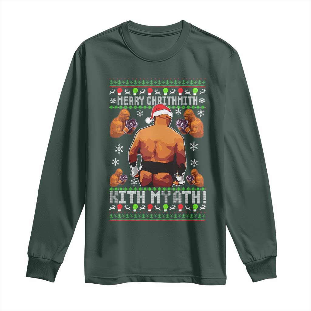 Merry Chrithmith Kith My Ath Funny Ugly Christmas Long Sleeve Shirt TS10 Dark Forest Green Print Your Wear