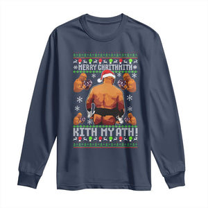 Merry Chrithmith Kith My Ath Funny Ugly Christmas Long Sleeve Shirt TS10 Navy Print Your Wear