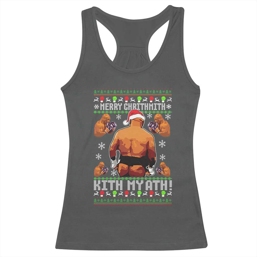 Merry Chrithmith Kith My Ath Funny Ugly Christmas Racerback Tank Top TS10 Dark Heather Print Your Wear