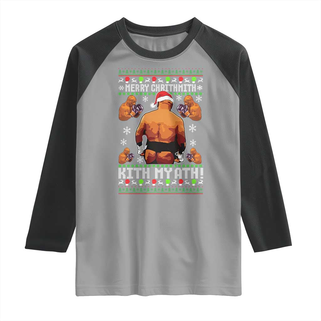 Merry Chrithmith Kith My Ath Funny Ugly Christmas Raglan Shirt TS10 Sport Gray Black Print Your Wear
