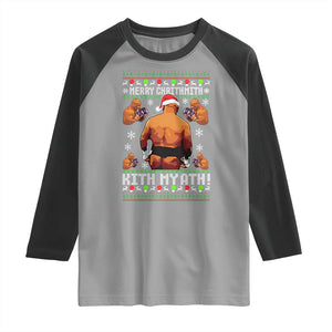 Merry Chrithmith Kith My Ath Funny Ugly Christmas Raglan Shirt TS10 Sport Gray Black Print Your Wear