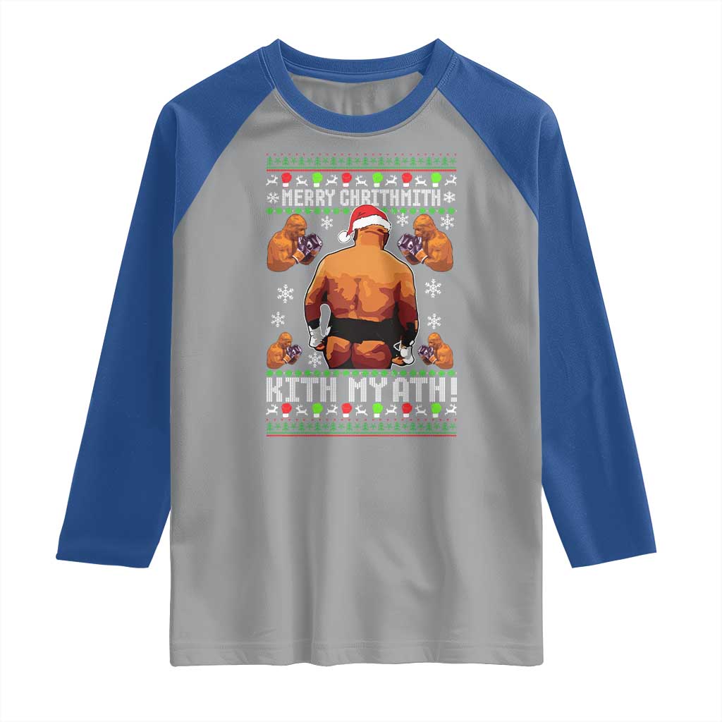 Merry Chrithmith Kith My Ath Funny Ugly Christmas Raglan Shirt TS10 Sport Gray Royal Print Your Wear