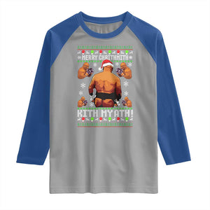 Merry Chrithmith Kith My Ath Funny Ugly Christmas Raglan Shirt TS10 Sport Gray Royal Print Your Wear