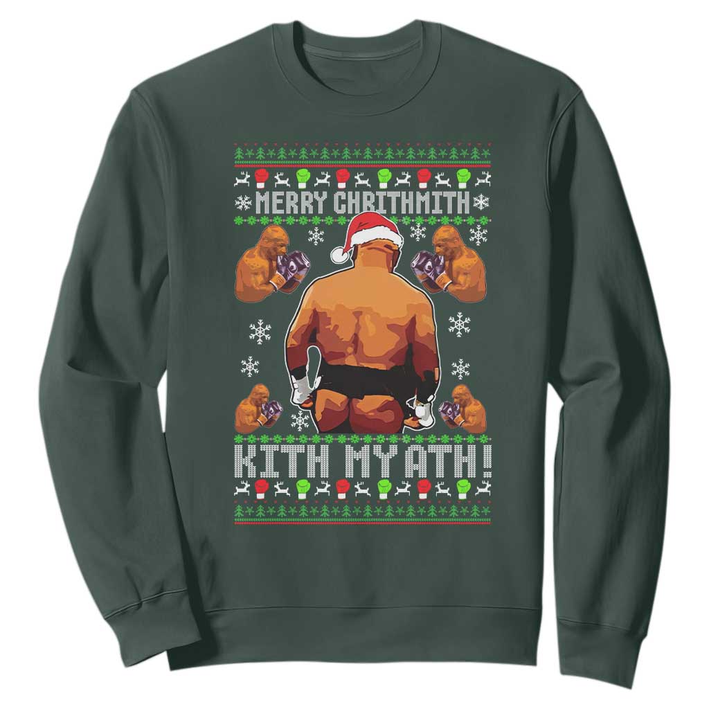 Merry Chrithmith Kith My Ath Funny Ugly Christmas Sweatshirt TS10 Dark Forest Green Print Your Wear