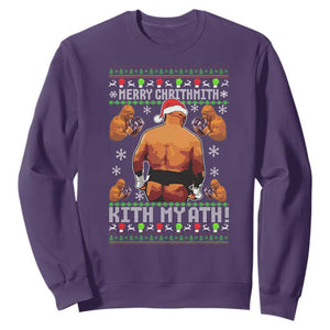 Merry Chrithmith Kith My Ath Funny Ugly Christmas Sweatshirt TS10 Purple Print Your Wear