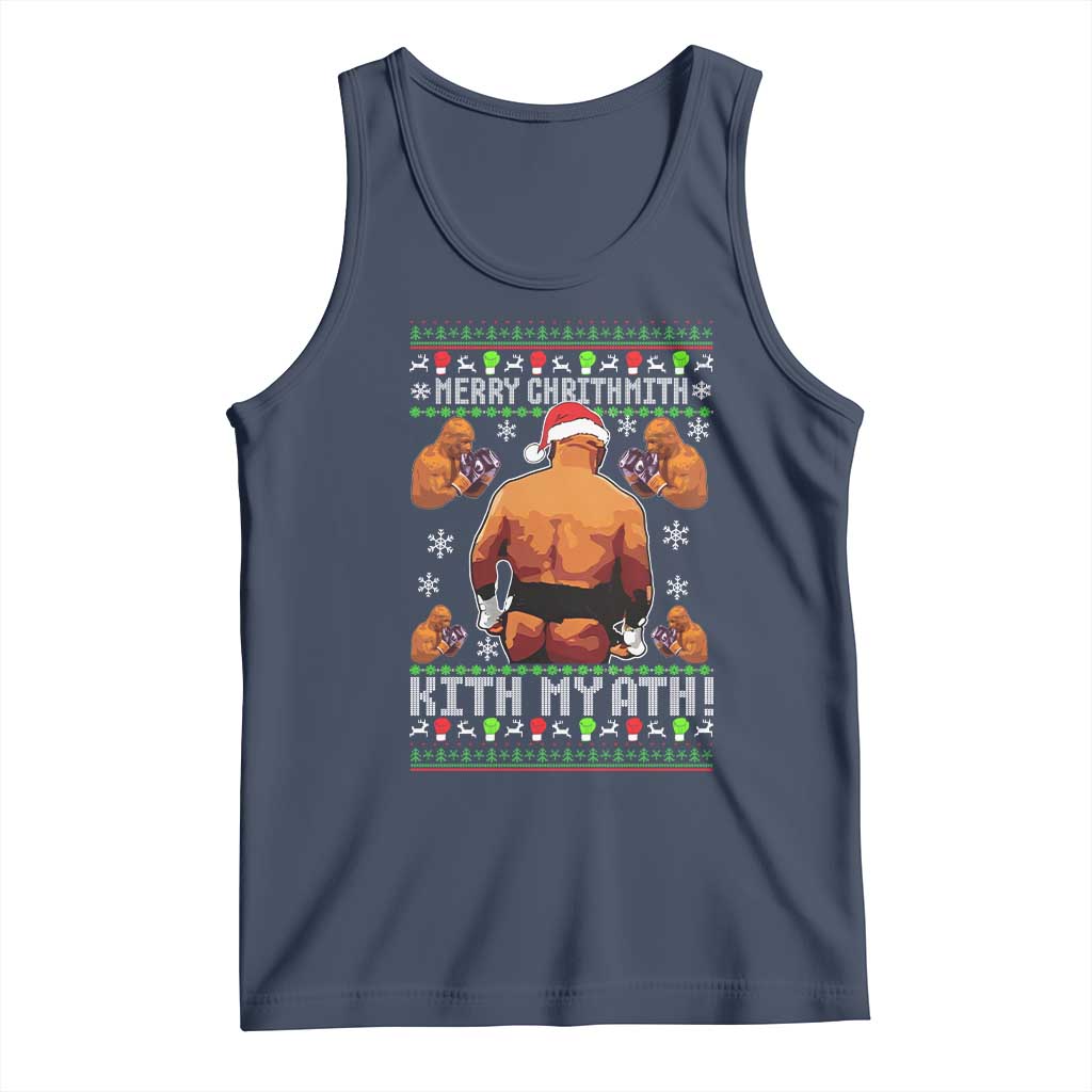 Merry Chrithmith Kith My Ath Funny Ugly Christmas Tank Top TS10 Navy Print Your Wear
