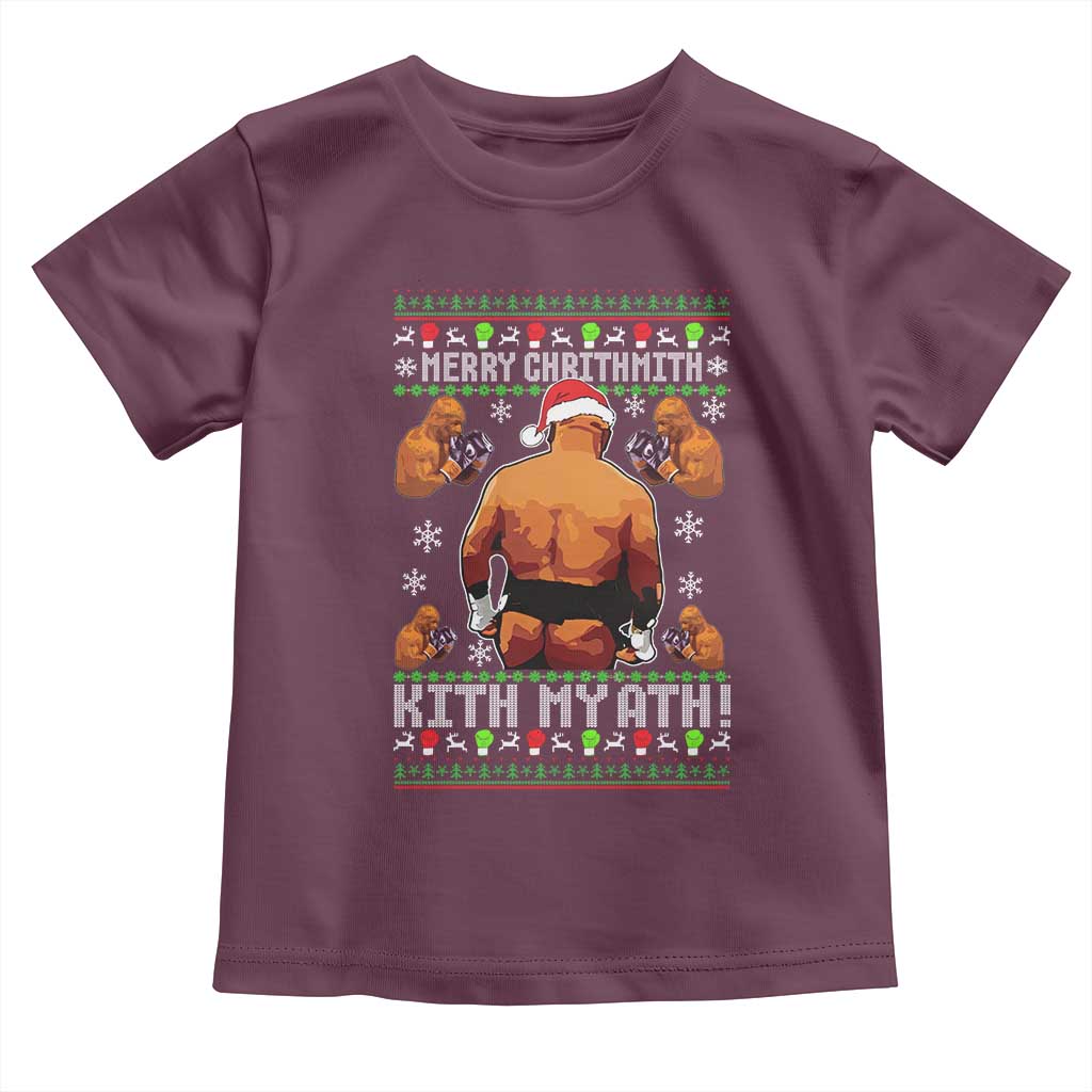Merry Chrithmith Kith My Ath Funny Ugly Christmas Toddler T Shirt TS10 Maroon Print Your Wear