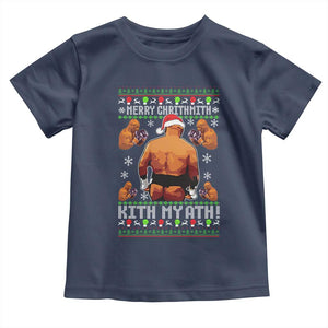 Merry Chrithmith Kith My Ath Funny Ugly Christmas Toddler T Shirt TS10 Navy Print Your Wear