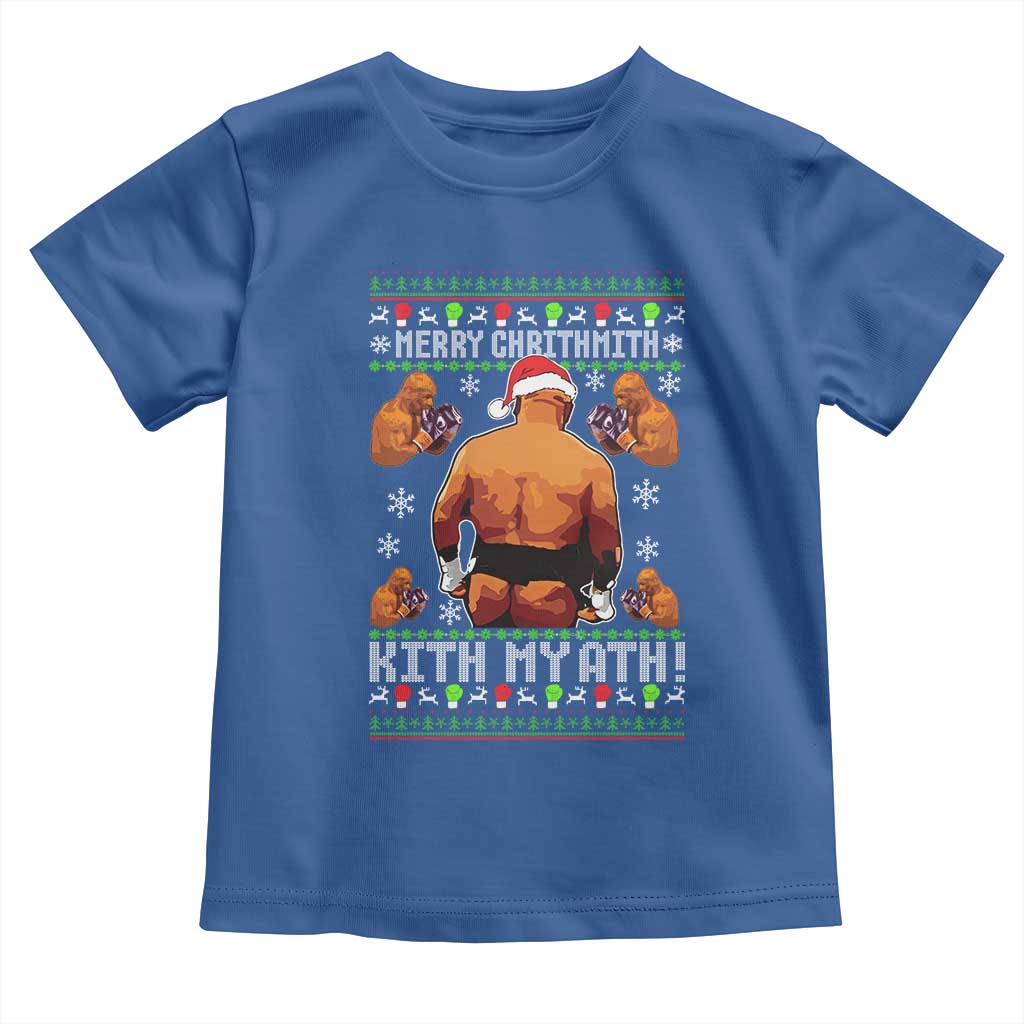Merry Chrithmith Kith My Ath Funny Ugly Christmas Toddler T Shirt TS10 Royal Blue Print Your Wear